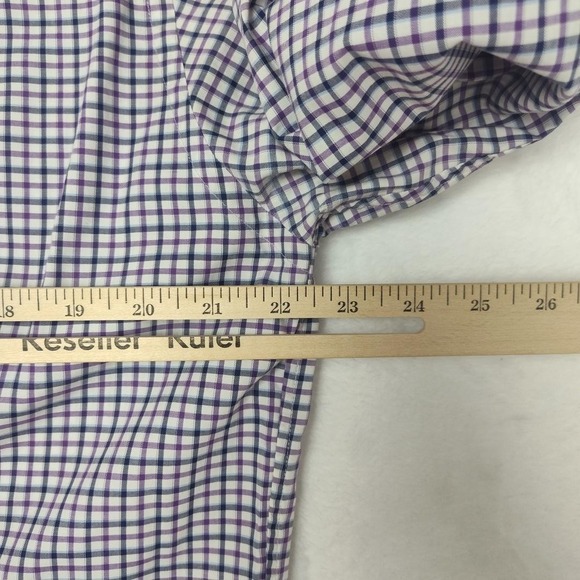 Eton Shirt Mens 16 41 Purple Blue Check Contemporary Dress Long Sleeve Cotton - Picture 10 of 12